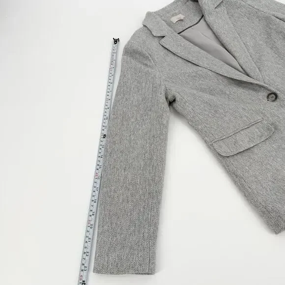 LOFT 8P Gray Herringbone Blazer Light Academia EUC Office Chic Spring Style - Picture 6 of 10